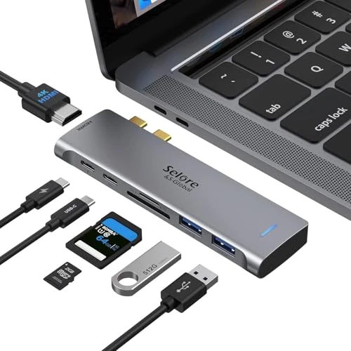 USB C Hub, 7 in 2 Adapter Compatible with MacBook Pro MacBook Air 2020/2019/2018, USB-C to HDMI 4K, Thunderbolt 3 PD 100W, Type C Port, SD/TF Card Reader, 2 USB 3.0 Ports Rray)