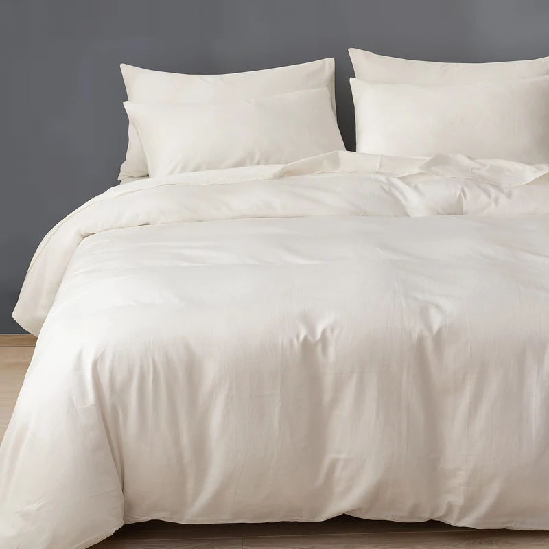 HeimenAogo Egyptian Cotton Duvet Cover Set Twin/Twin XL, Ultra Soft and Breathable Comforter Cover with Zipper Closure, High Thread Count Long Staple Cotton Blanket Cover 2pcs Off-White