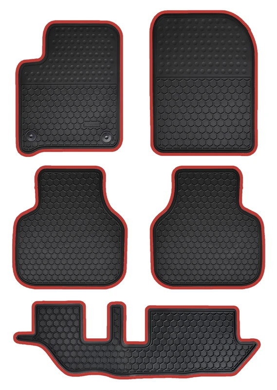 Megiteller Car Floor Mats Custom Fit for Dodge Journey 2012 2013 2014 2015 2016 2017 2018 2019 2020（3 Row Set ） Odorless Washable Heavy Duty Rubber (All Weather) Floor Liners Christmas Red - Image 1