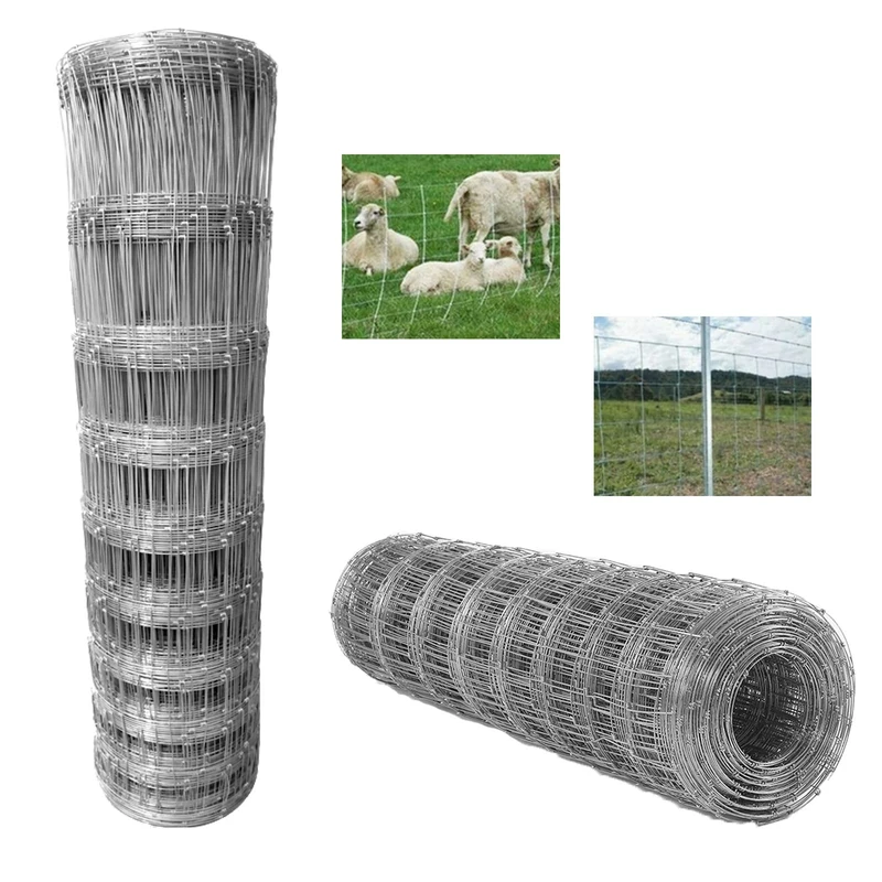 165ft L8/80/15 Wire Stock Fencing Hot Dipped Galvanized Netting 1.8mm Wire Diameter Garden Paddock Boundary Fence Livestock Farm Perimeter Anti-rust Garden Farm Paddock Boundary Silver Metal Mesh