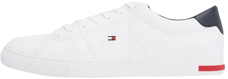 Tommy Hilfiger Men’s Essential Leather Detail Vulcanised Trainers, White (White), 10.5