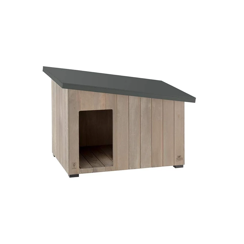 Ferplast ARGO 100 FSC Wooden Dog House - Sloping Roof, Openable - Waterproof & Anti-UV Resin Treatment - Insulating Feet - Finished Door - 100 x 55 xh 73.5 cm