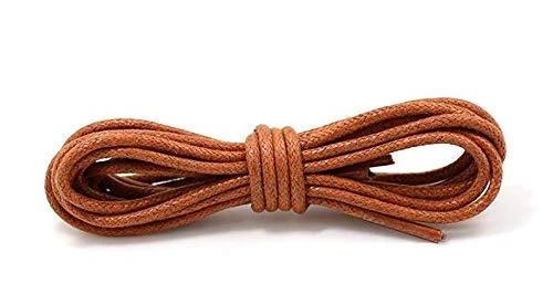 [PAIR] Waxed Cotton Shoelaces, Thin Round For Dress Shoes, Traditional 2.5mmx85cm (Brown)