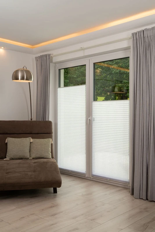Khome Klemmfix Pleated Blind Burnout Polyester White 80 x 210 cm - Image 1