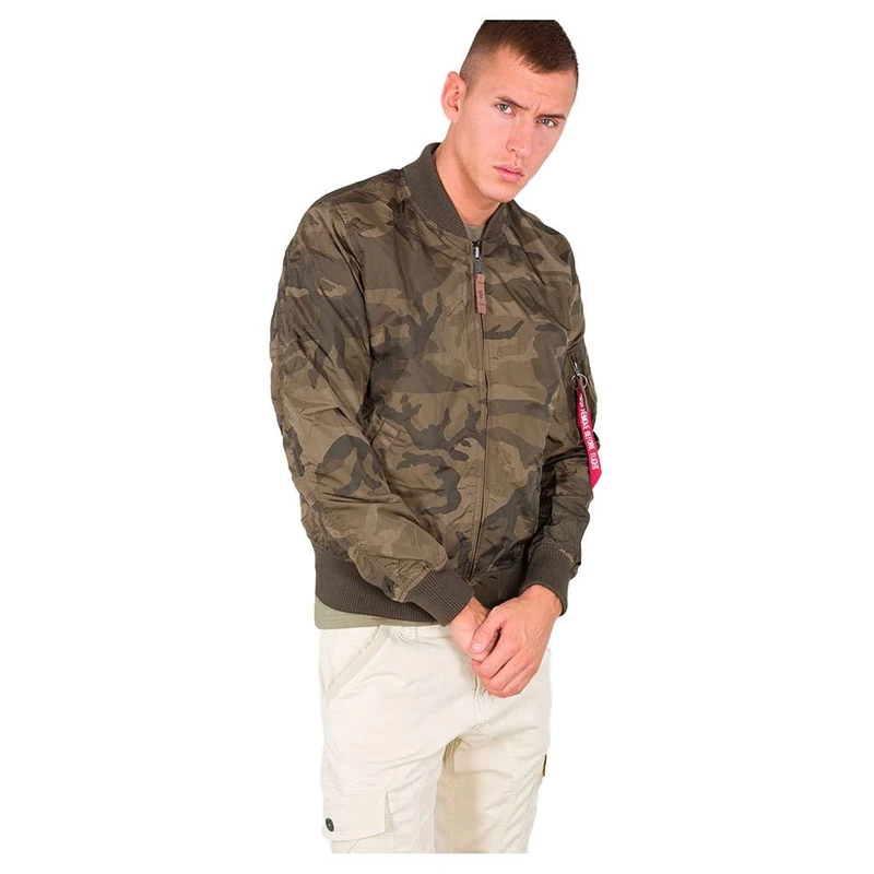 Alpha Industries Men's MA-1 TT Bomber Jacket, Olive Camo, L