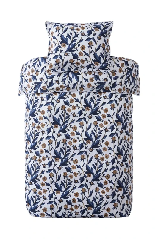 Ellos Home Duvet Cover Set Vivian Flower Combed Cotton Perch, Colour: Multi, 150 cm X 200 cm