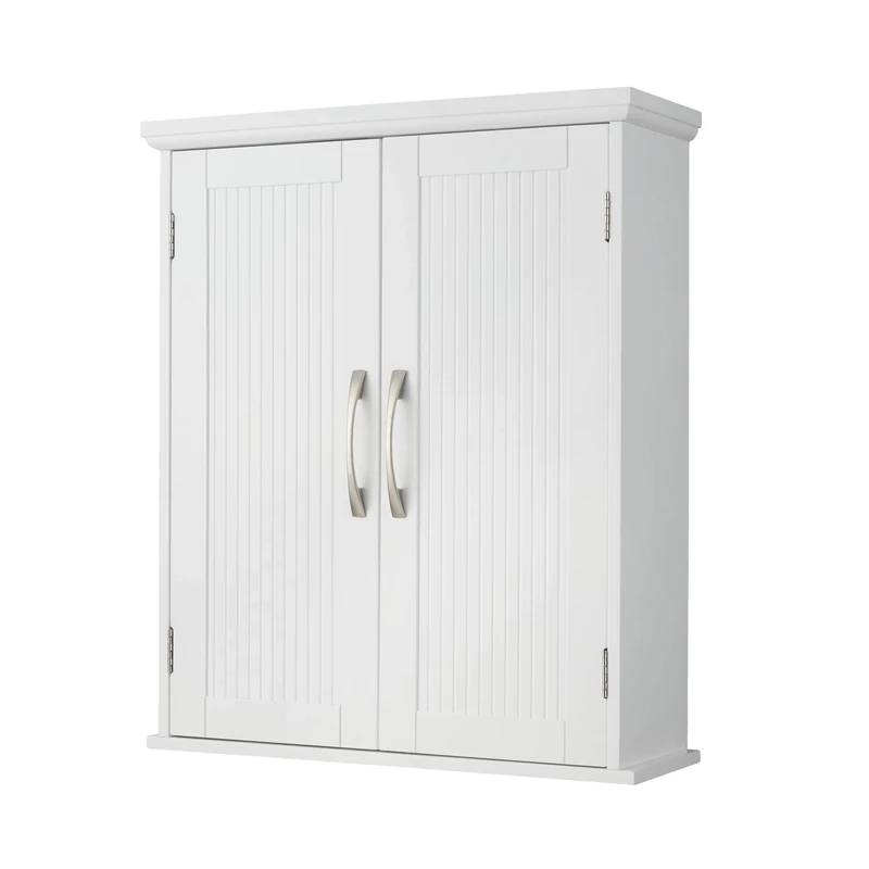 Teamson Home Wooden Bathroom Wall Medicine Cabinet With Adjustable Shelves White EHF-F0007
