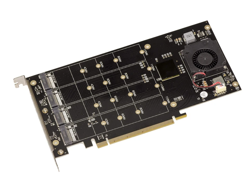 KALEA-INFORMATIQUE M2 PCIe x16 controller card for 4 M.2 NVMe M Key SSDs with PLX8747 chipset - 128GB Max bandwidth 16000MB/s