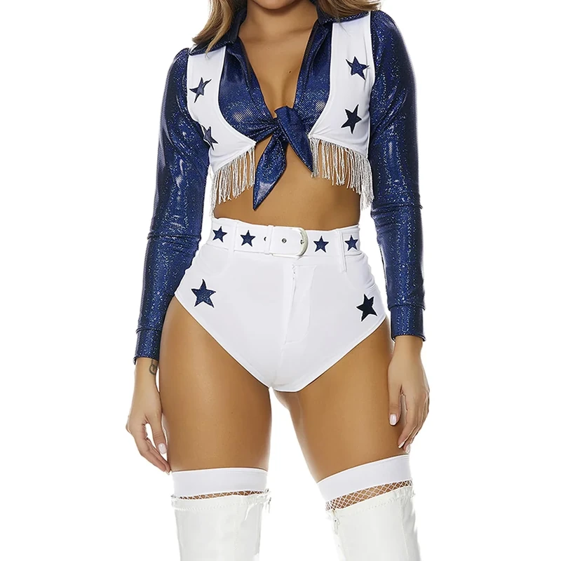 Forplay 551560 Seeing Stars Cheerleader Costume Adult Sized, White, L/XL - Image 1