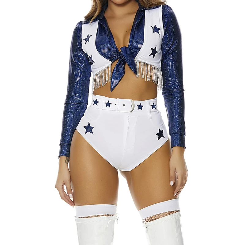 Forplay 551560 Seeing Stars Cheerleader Costume Adult Sized, White, S/M - Image 1