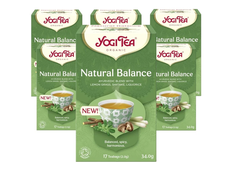 Yogi Tea, Natural Balance, Organic Herbal Tea, Blend of Lemongrass, Shiitake and Liquorice, 6 Packs x 17 Tea Bags (102 Teabags Total)