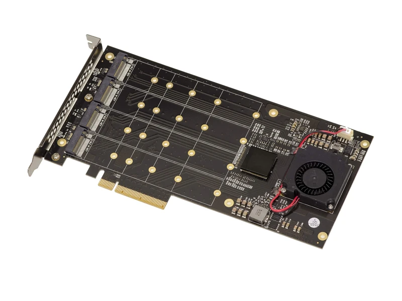 KALEA-INFORMATIQUE M2 PCIe 3.0 x8 controller card for 4 M.2 NVMe M Key SSDs. Chipset PLX8724 - Bandwidth 64GB Max 12000MB/s