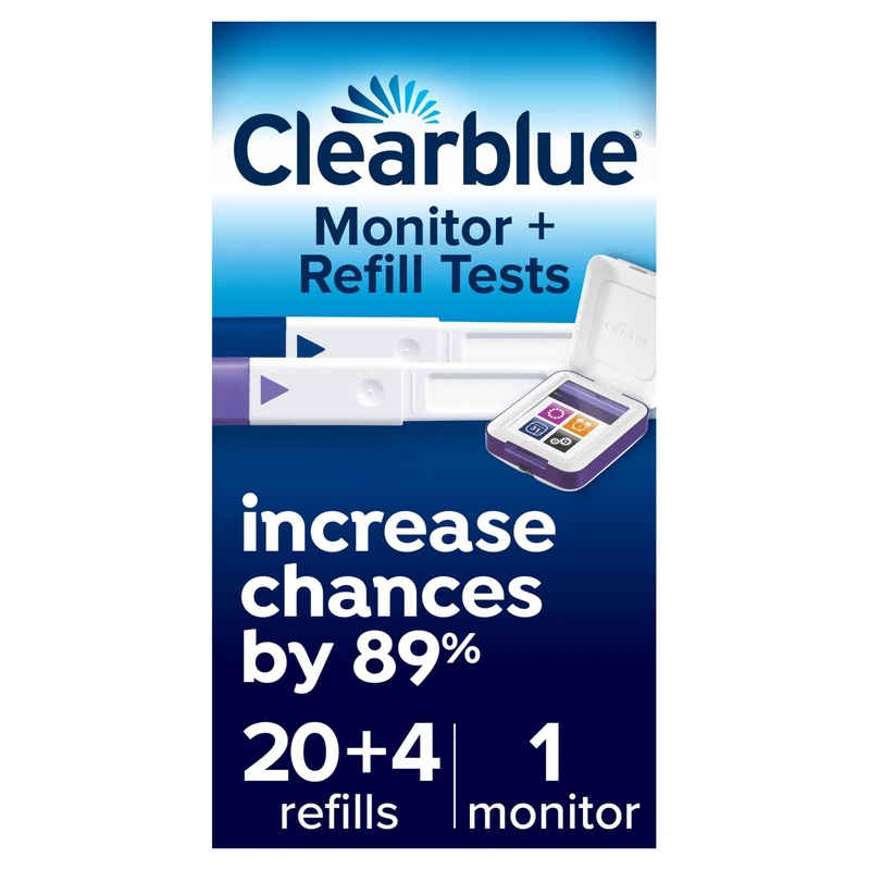 Clearblue Fertility Monitor Advanced (Touch Screen Monitor) + Clearblue Refill Pack for Advanced Fertility Monitor (20 Fertility Tests for Ovulation & 4 Pregnancy Tests), Packaging May Vary