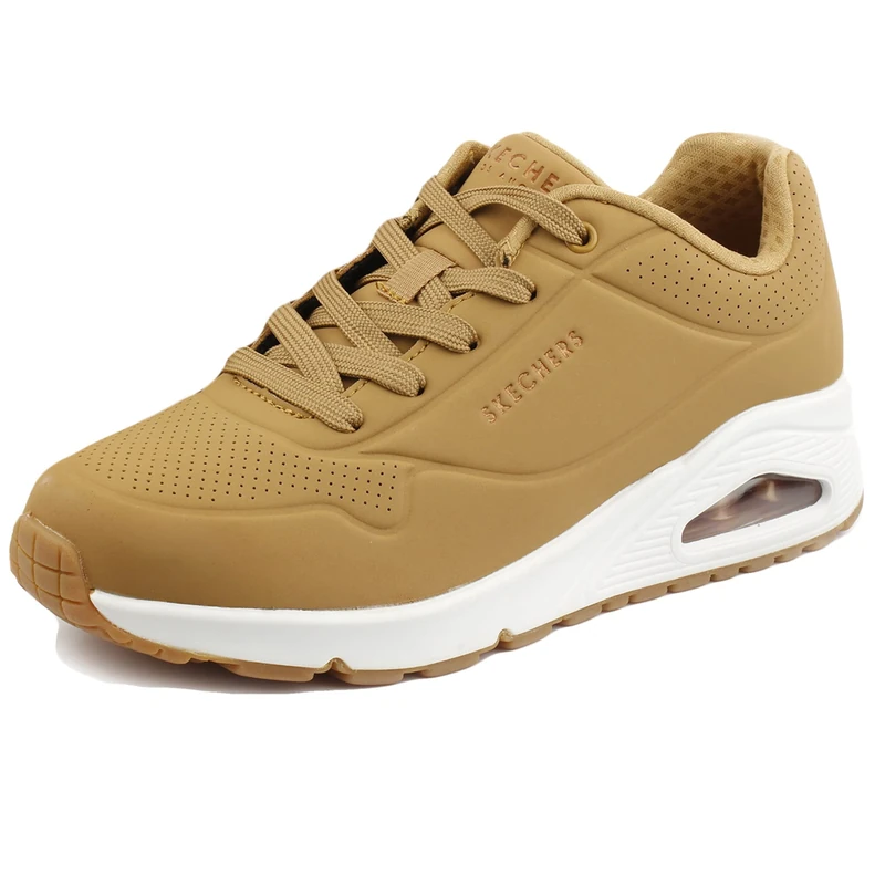 Skechers Women's Uno Stand On Air Trainers, Tan Durabuck / Mesh, 2 UK