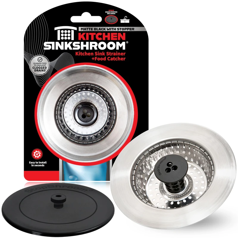 SinkShroom Revolutionary Clog-Free Sink Strainer Basket with Stopper, Stainless Steel - Image 1
