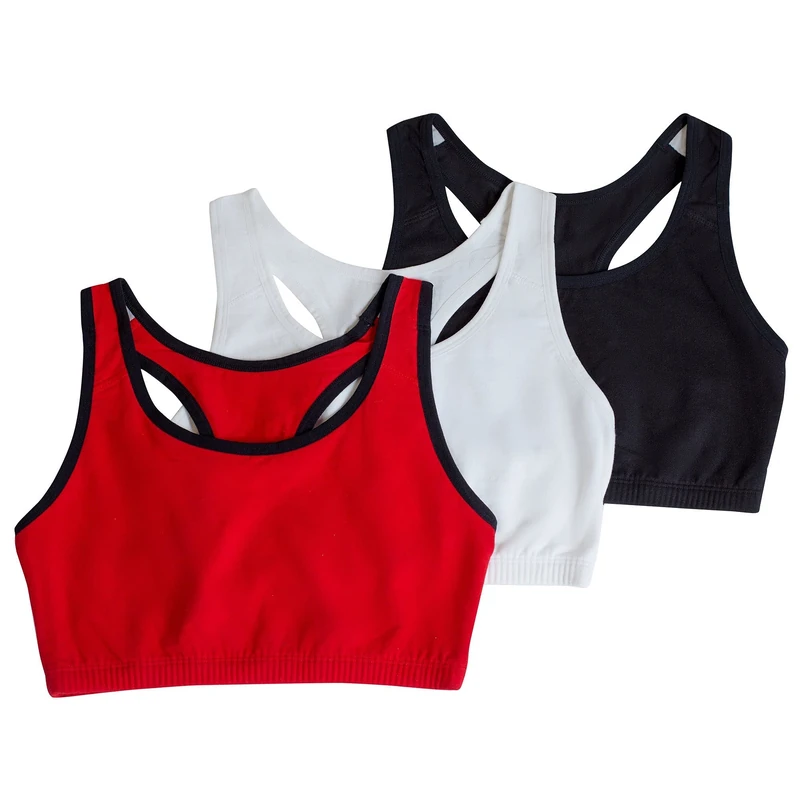 Fruit of the Loom Women's Built Up Tank Style Sports Bra Value Pack, Opaque, Heather Grey/Wht/Wht/Blue HTHR, 40 (Pack of 4)
