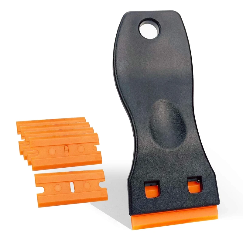 Ewrap Glass Scraper, Window Scraper, Ceramic Hob Scraper Includes 10 Piece Plastic Scraper Replacement, for Remove Labels Stickers Decals, Safe to Glass