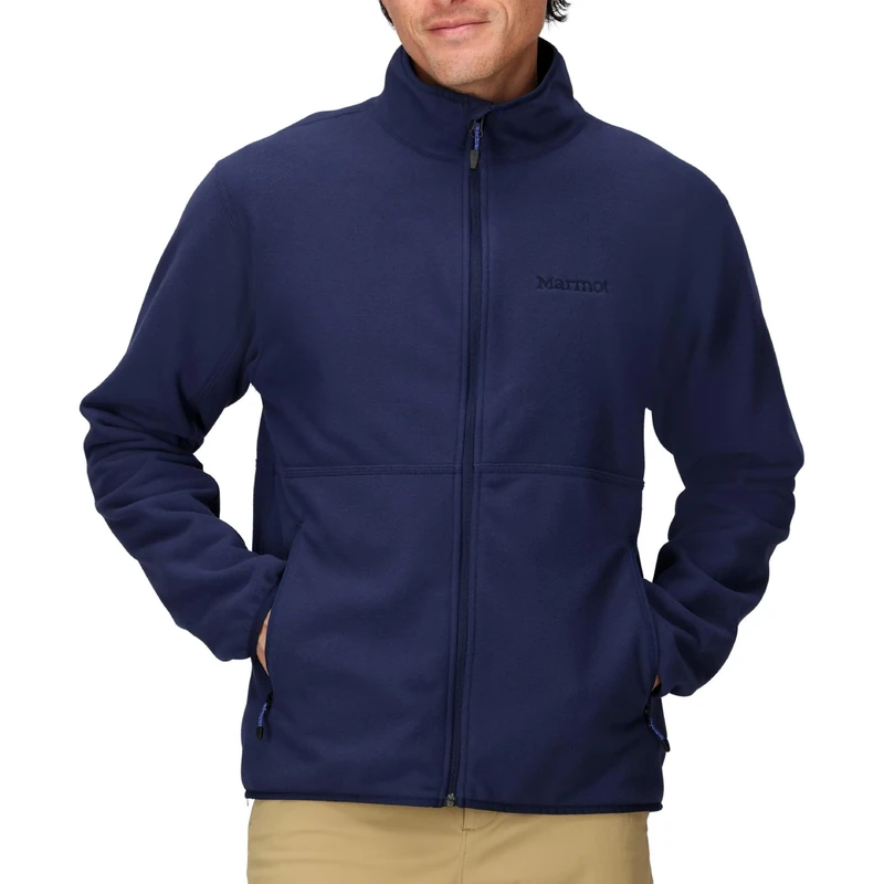 Marmot Men's Rocklin Jacket, Warm Fleece Jacket, Full Zip Jacket, Breathable, Wind Resistant Body Warmer, Arctic Navy, S