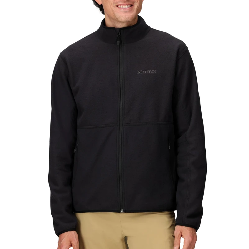 Marmot Men's Rocklin Jacket, Warm Fleece Jacket, Full Zip Jacket, Breathable, Wind Resistant Body Warmer, Black, XL
