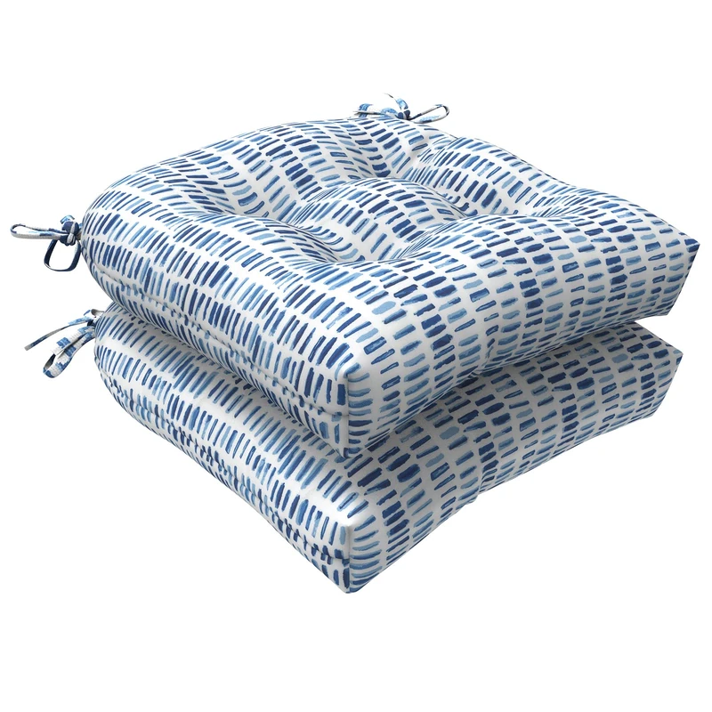LVTXIII Outdoor Seat Cushions All Weather Tufted Chair Cushions, Patio Furniture Decorative Cushions (Round Back, 19”x19”x5”, Blue Pebble, 2 Pack) - Image 1