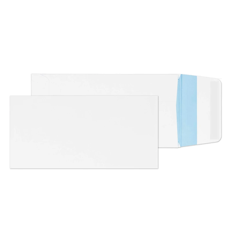 Blake Purely Everyday - White Gusset Envelopes DL+ (240 x 125 x 20mm) - Pack of 125 Qty - 120GSM Premium Thickness - Peel & Seal - Blue Hatch - Expandable Envelopes 9.4 x 4.9" for Documents (3100)