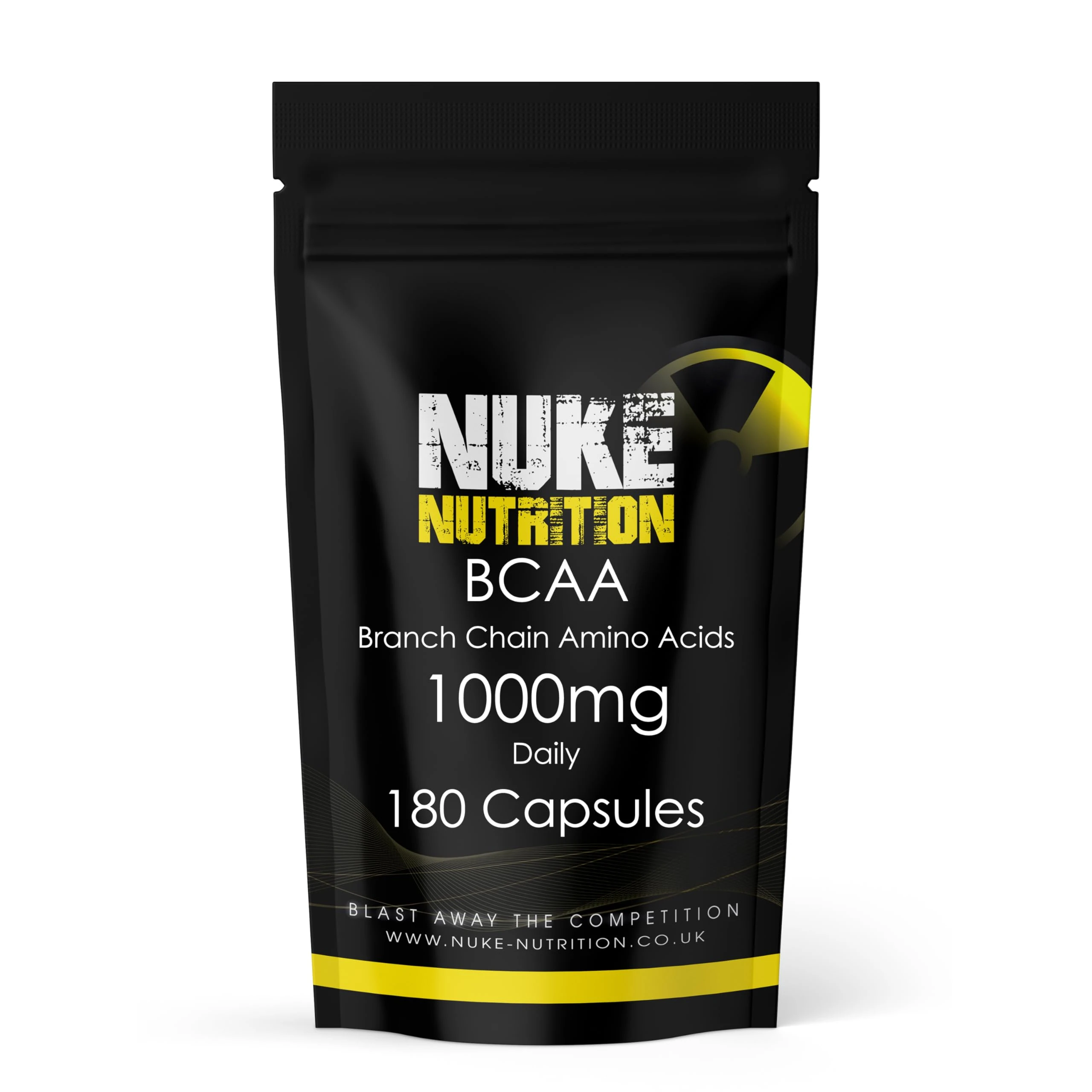 Nuke Nutrition BCAA Capsules | 180 Capsules 1000mg | Advanced Essential Amino Acids Supplement to Build Lean Muscle | Boost Recovery, Muscle Building & Growth | Leucine, Isoleucine & Valine | Vegan