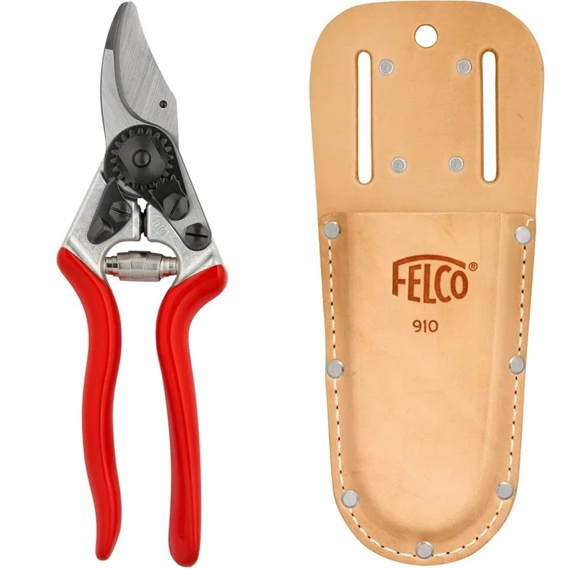 FELCO Model 6 Secateurs (Medium) & F-910 Model Leather Holster, Brown