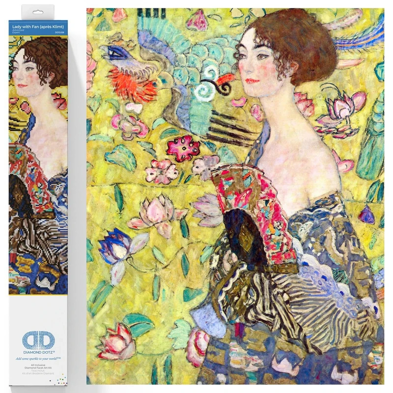 DIAMOND DOTZ Painting Kit, Advanced, DD13, Lady with Fan (après Klimt), 67 x 67cm