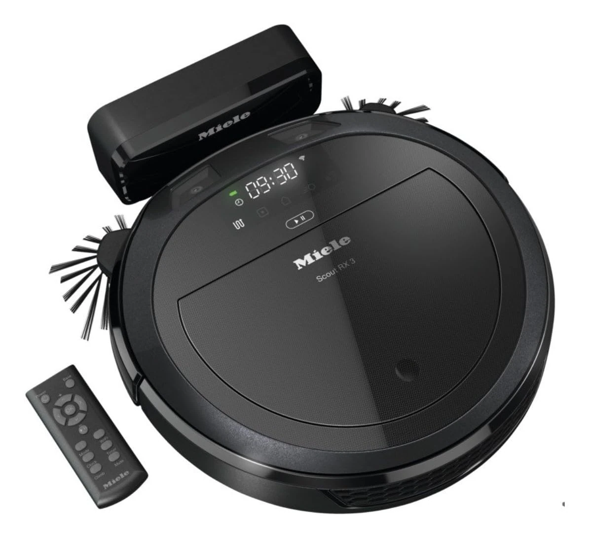 Miele Scout RX3 Robot Vacuum Cleaner, Intelligent 3D Navigation, 4-Stage Cleaning System, Up to 60 Minutes Battery Runtime, 4 Cleaning Programmes, Timer, App Control, Obsidian Black