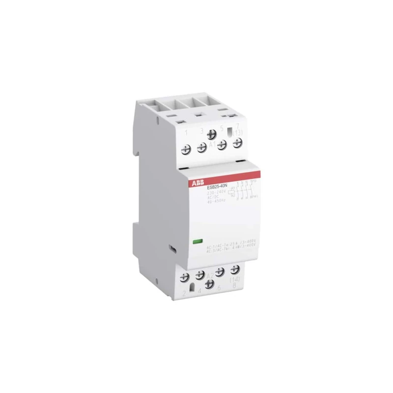 ABB Protecta Plus ESB25-20N-06 230V AC/DC Installation Contactor • 25 A Rated Current • 2 NO 2-Pole Modular Contactor • DIN Rail Mount 36 mm Width • 1SAE231111R0620