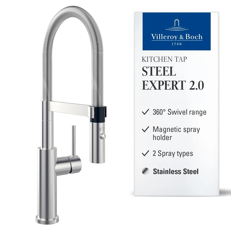Villeroy & Boch VB-9280 00 LC, Kitchen Sink tap Steel Expert 2.0, Brushed Steel