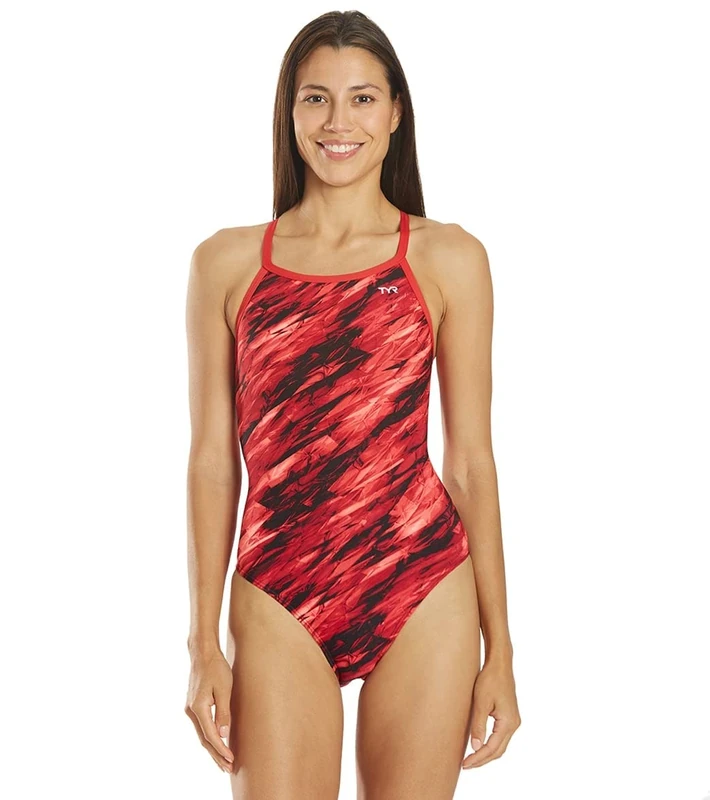 TYR Women's Vitric Diamondfit One Piece Swimsuit, Red, 30