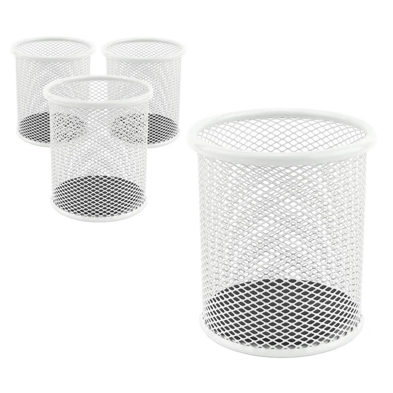 Leviatan Metal Pen Holder Round Wire Metal Mesh Multifunctional Cup for Ballpoint Pens Diameter 91 mm Mother of Pearl Colours Pack of 24 - Image 1