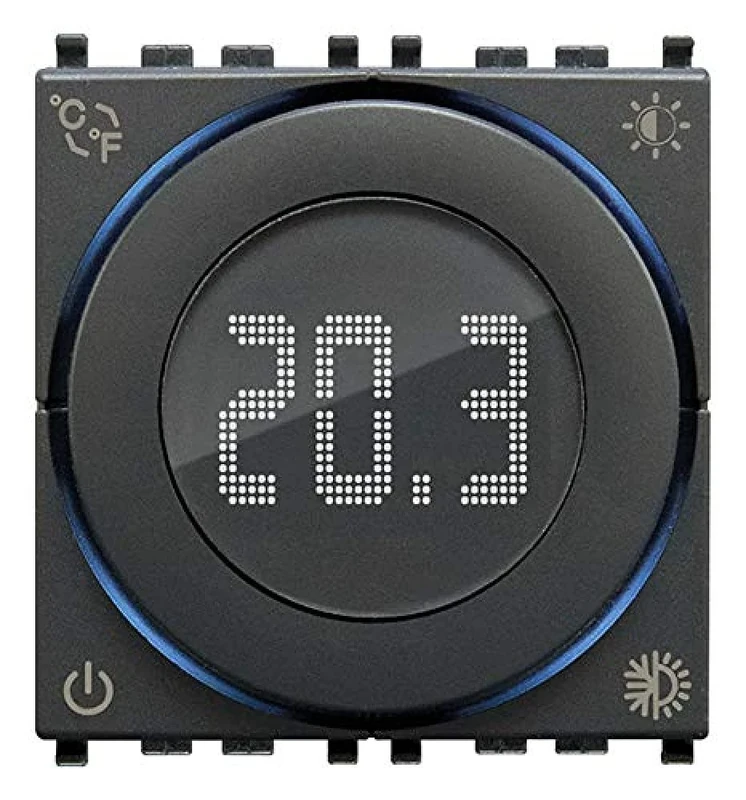 VIMAR 02970 On/Off Wheel Thermostat, LED Backlight, Power Supply 100-240 V, 2 Modules, Compatible with Eikon, Arké, Plana, for Idea Dedicated Stand, Grey