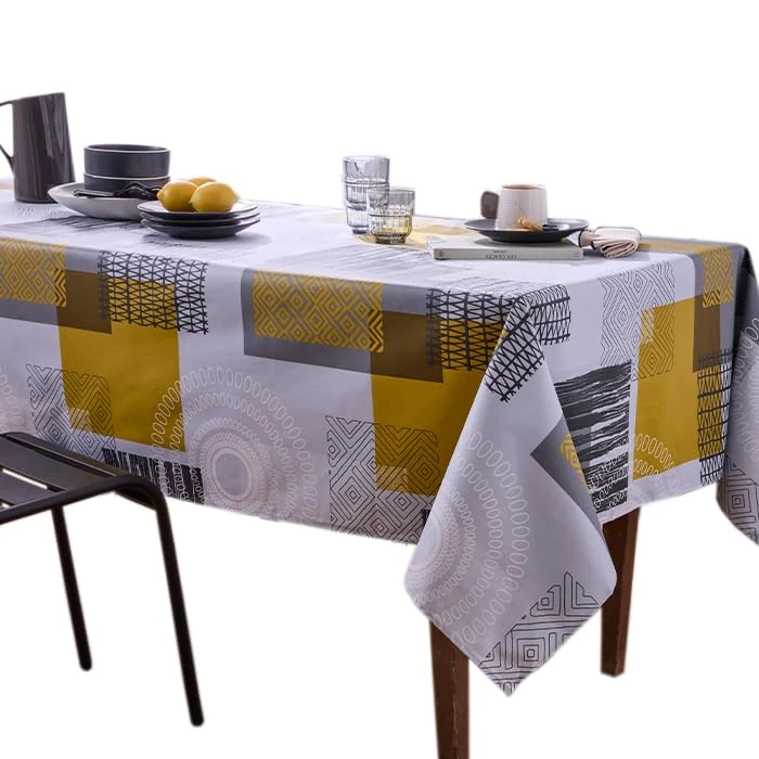 Nydel Magic Ethnic Acrylic Coating Tablecloth, Zinc, 160 x 200 cm