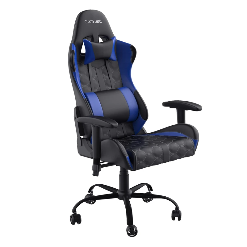 Trust Gaming GXT 708B Resto Gaming Chair, PC Desk Chair, Full 360° Rotatable Seating, Strong and Robust Metal Base Frame, Chair for Computer, Streaming, Office – Blue