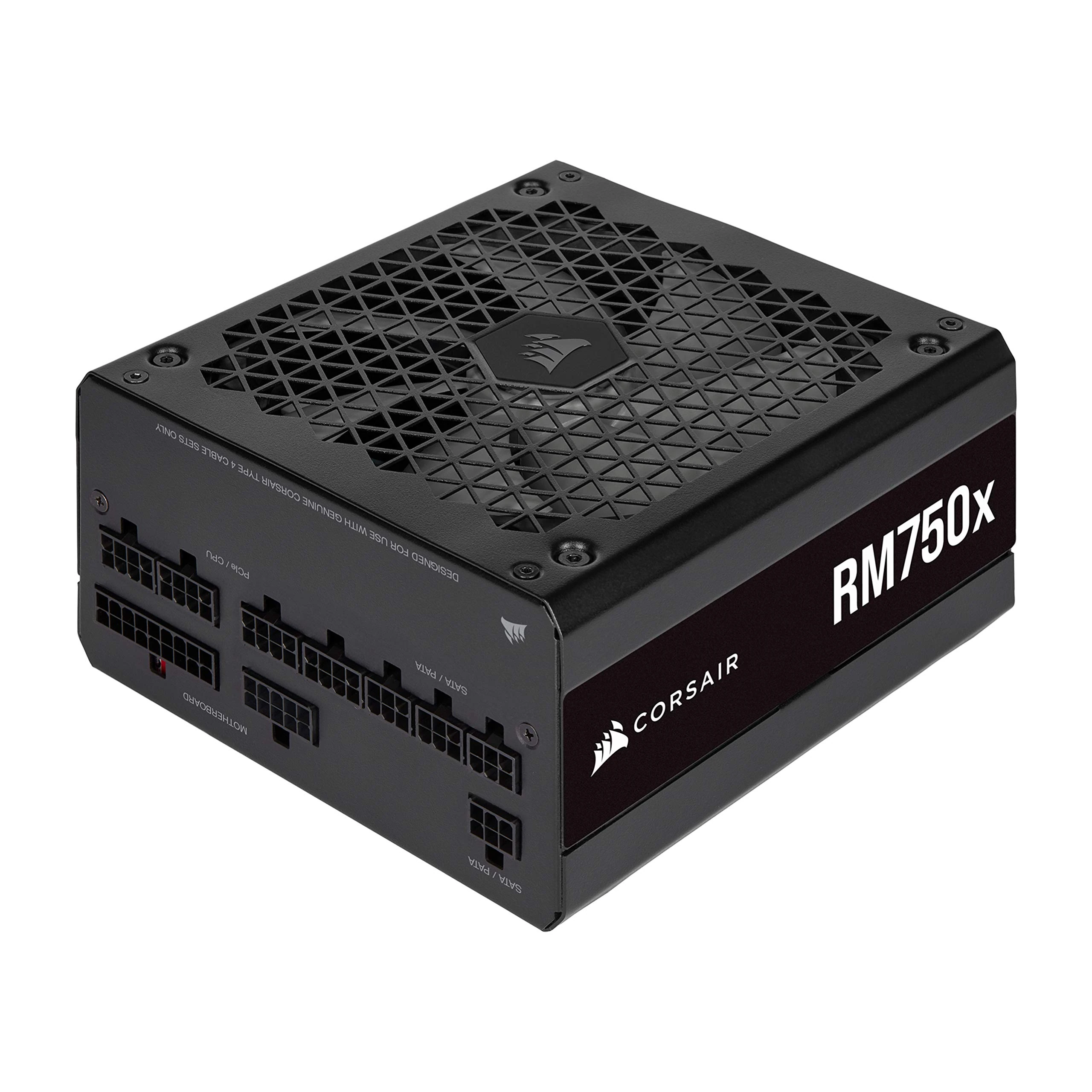 Corsair RM750x 80 Plus Gold Fully Modular ATX 750 Watt Power Supply (Wide Compatibility, Reliabile Japanese Capacitors, Extremely Fast Wake-from-Sleep) UK - Black, 135 mm Magnetic Levitation Fan