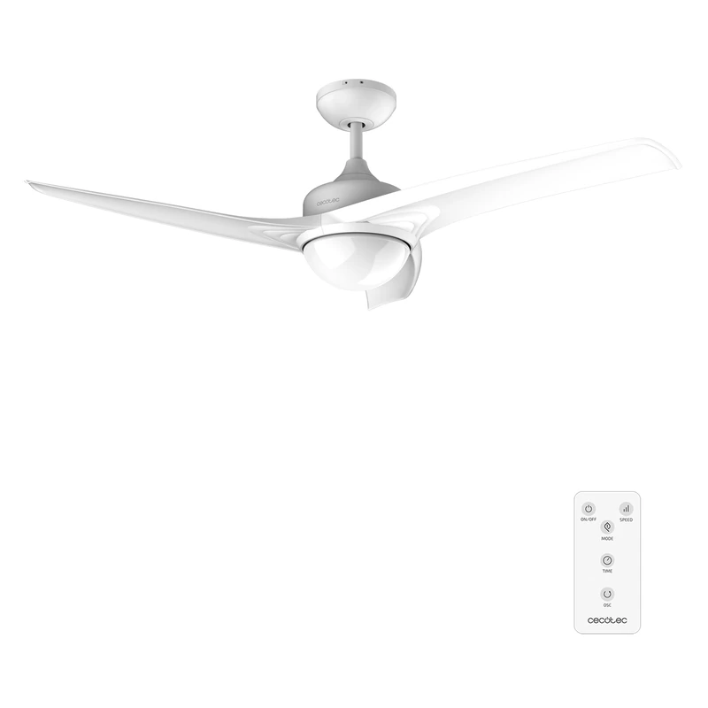 Cecotec EnergySilence Aero 550 Ventilateur de plafond 60 W, 132 cm de diamètre, lumière LED, 3 pales, 3 vitesses, fonction hiver, minuteur, télécommande, design blanc - Image 1