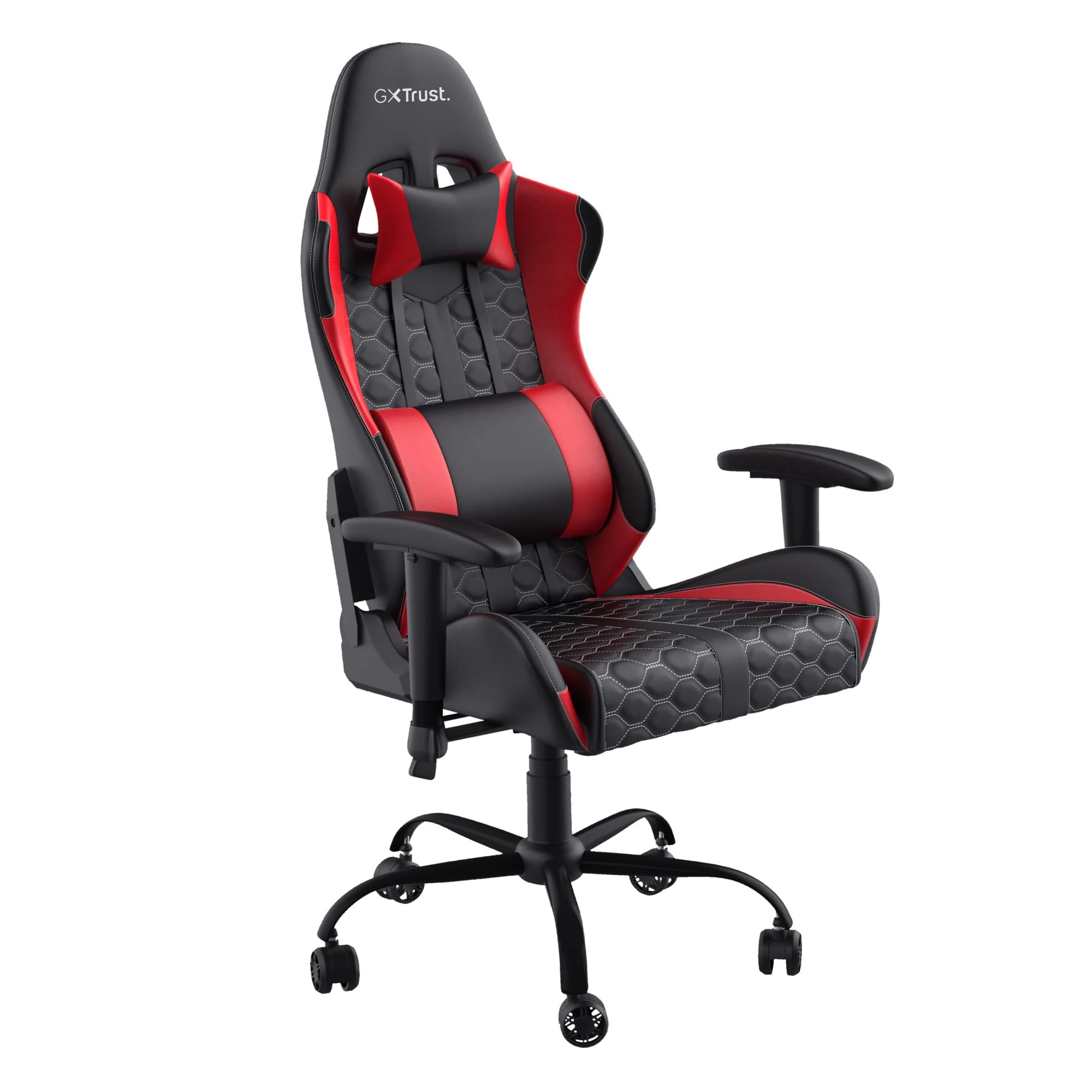 Trust Gaming GXT 708R Resto Gaming Chair, PC Desk Chair, Full 360° Rotatable Seating, Strong and Robust Metal Base Frame, Chair for Computer, Streaming, Office – Red