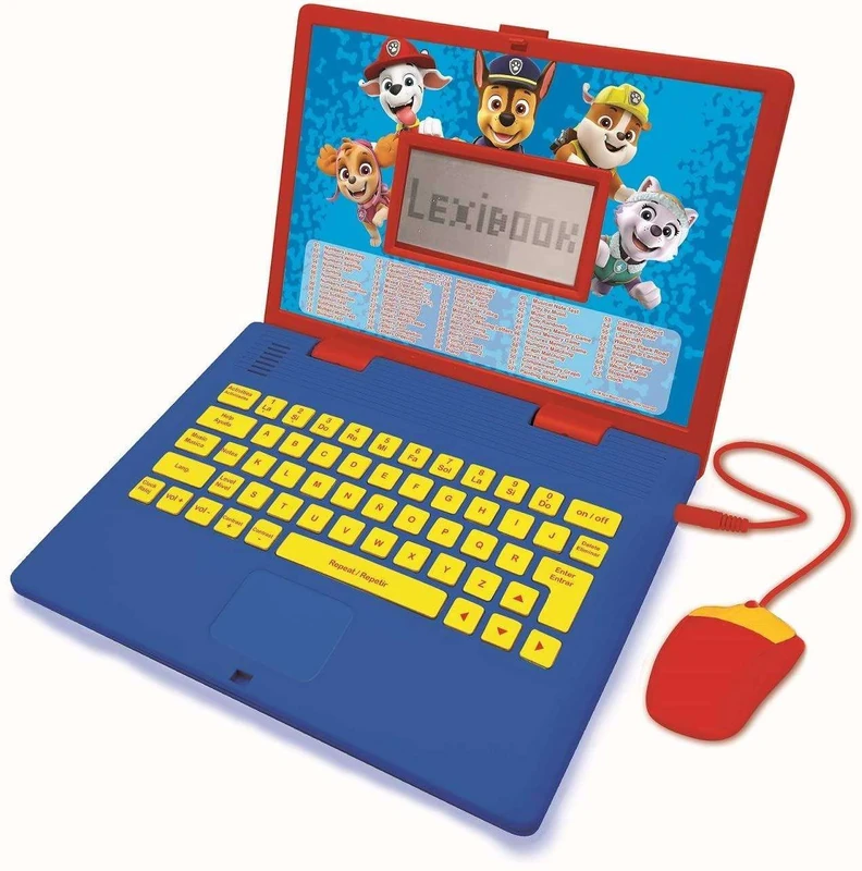 LEXIBOOK Paw Patrol - Educational and Bilingual Laptop Spanish/English - Toy for Child Kid (Boys & Girls), 124 Activities, Learn Play Games and Music with Chase Marshall - Red/Blue, JC598PAi2