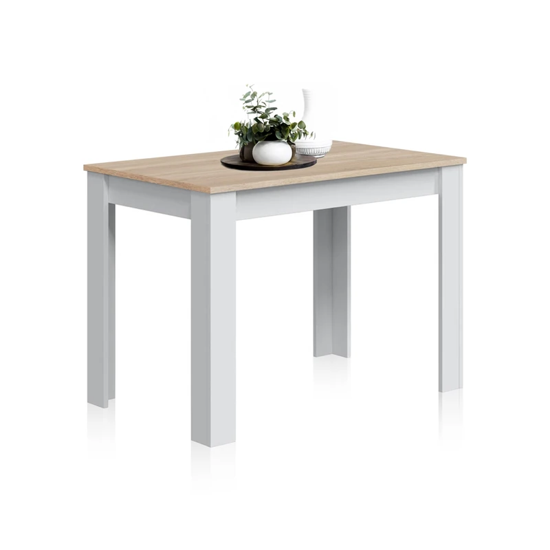 Habitdesign Cloe Model Fixed Side Table, Dining or Kitchen Table, Artik White Finish and Canadian Oak, Model: 109 x 67 x 78 cm (W x D x H). - Image 1