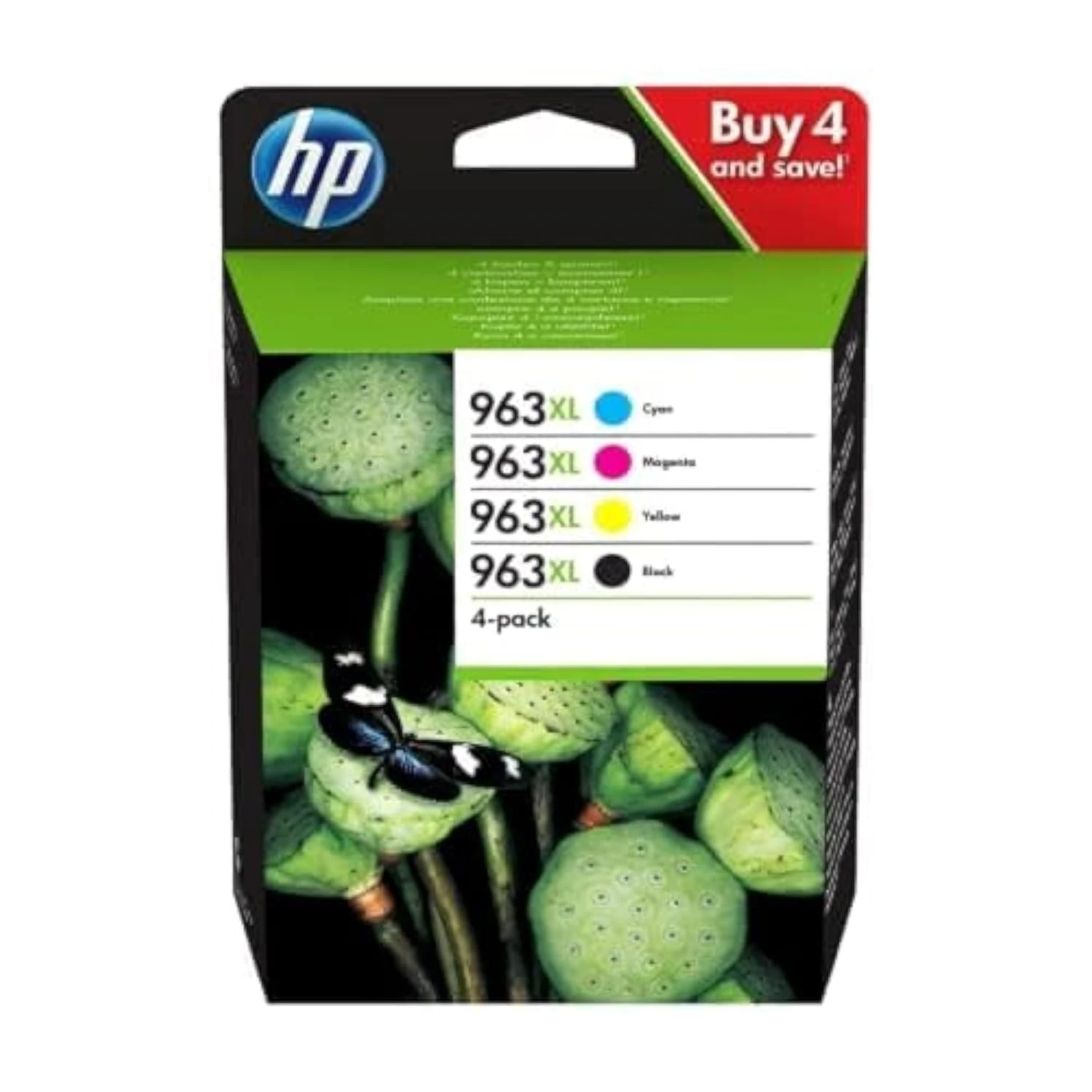 HP 963 XL 3YP35AE, Set of 4 Original Cartridges for Hp OfficeJet Pro 9010, OfficeJet Pro 9012, OfficeJet Pro 9015