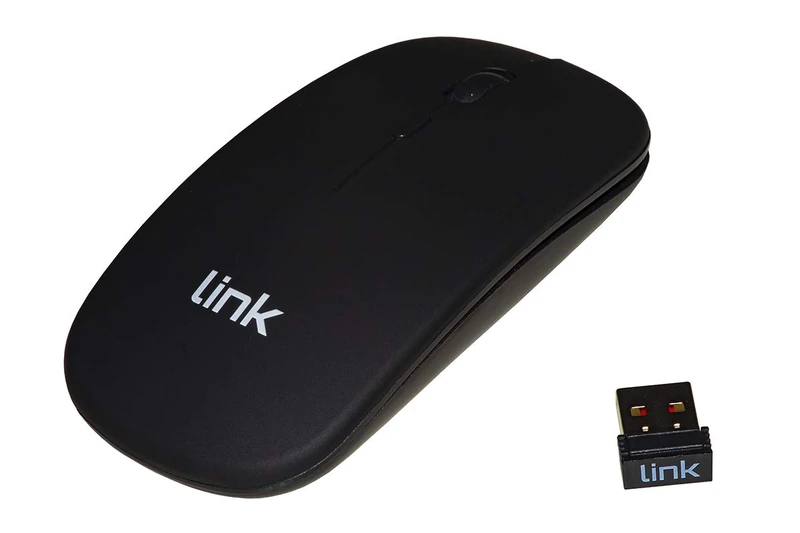 LINK LKMOS34 Wireless Mouse with Optical Sensor and USB Receiver Black Color with Built-in Rechargeable Batteries Dpi 1600