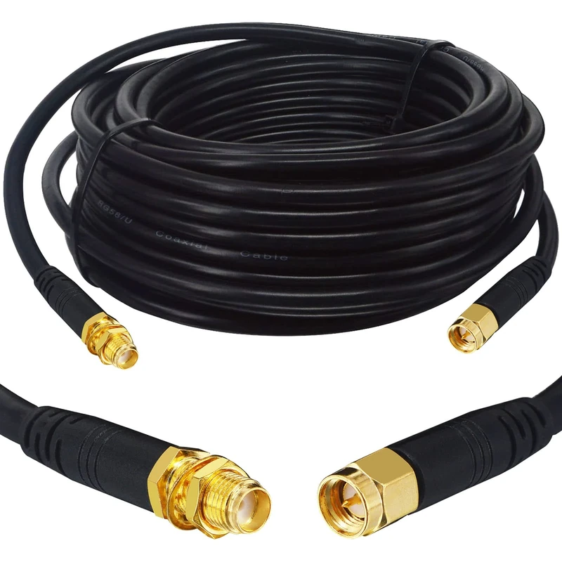 Boobrie Upgraded 10M SMA Male to Female Extension Cable RG58 SMA Coaxial Cable RG58 WiFi Antenna Extension Cable Pigtail Cable 3G 4G 5G LTE Low Loss WiFi Wireless Router