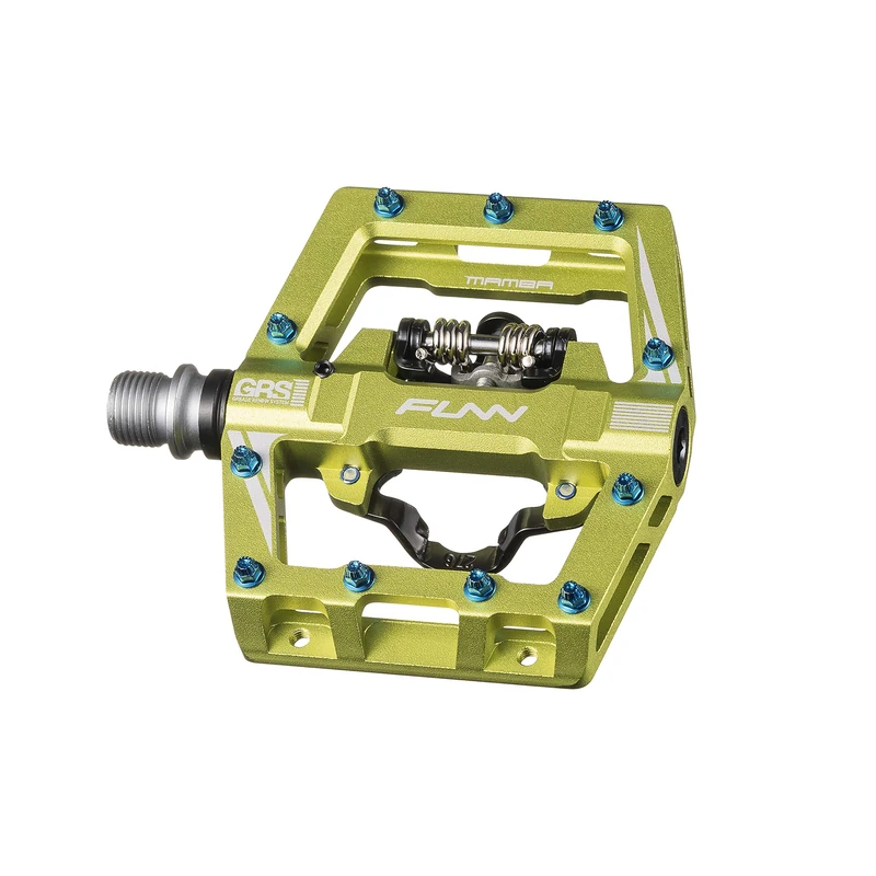 Funn Mamba S MTB Clipless Pedals, Single Sided Clip Mountain Bike Pedals, Compatible with SPD Cleats, 9/16-Inch CrMo Axle Bicycle Pedals for MTB/BMX/Gravel Cycling (Green)