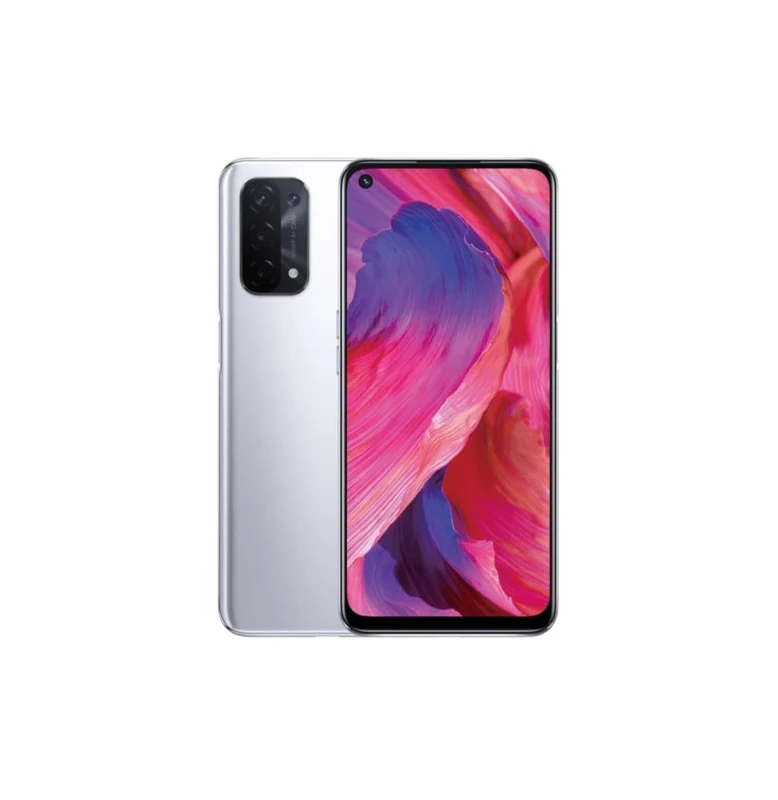 OPPO A74 5G Smartphone, 48 MP AI Quad Camera with Ultra Night Video, 6.5 Inch FHD+ LCD Display, 5,000 mAh Battery, 18 W VOOC Fast Charging, 128 GB Memory, 6 GB RAM, ColorOS 11.1, Dual SIM, Space Silver