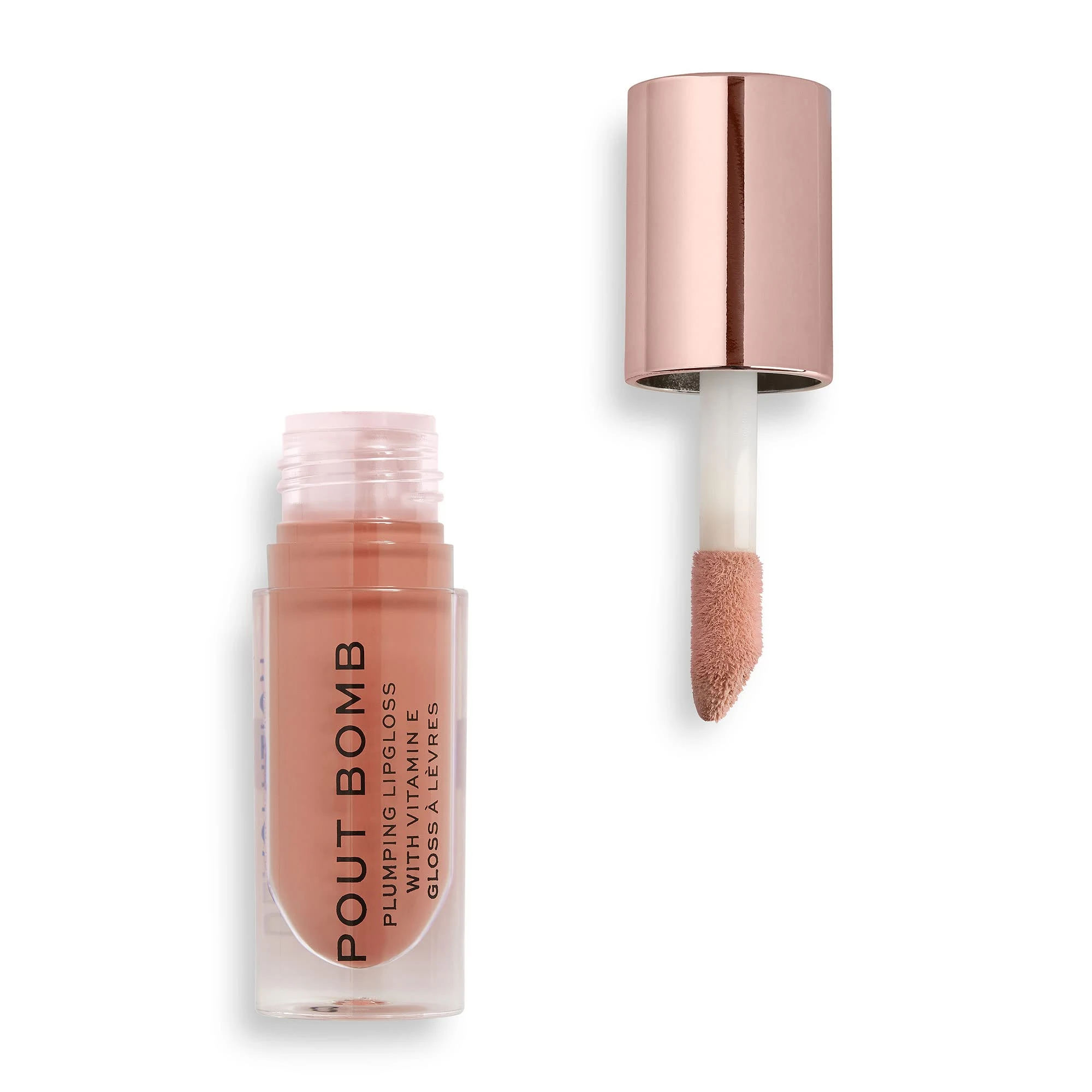 Makeup Revolution Pout Bomb Plumping Gloss, High Shine, Rich Pigment, Soft Tingle Effect, Candy Pink