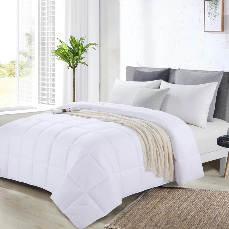 HOMBYS Oversized King Comforter 120x98, Lightweight Quilted Down Alternative Duvet Insert for All Season,White,8 Corner Tabs