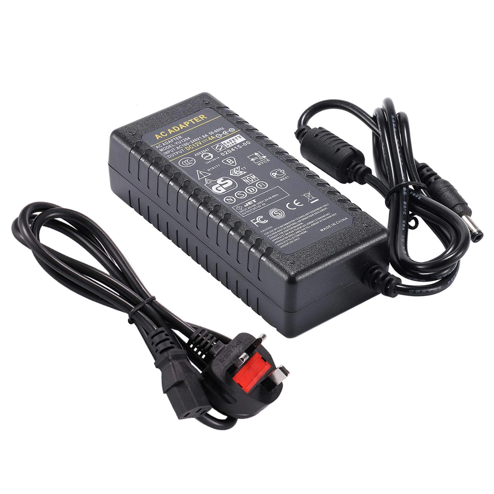 12V 4A Power Supply, AC Adapter 100-240V 50-60hz 12V 48W Power Adapter Transformer Charger 5.5x2.5mm DC Jack for CCTV Camera LED Light Strip