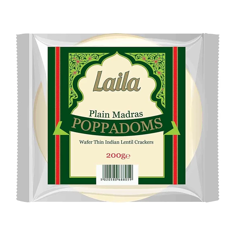 Laila Madras Plain Pappadums 200 g (Case of 60)